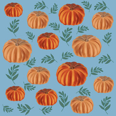 seamless background with pumpkins  christmas