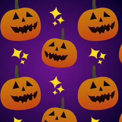 Halloween, pumpkins, vector, seamless, pattern, stars, spooky, holiday, scary, autumn, art, design, orange, purple, yellow, for print, background, wallpaper, textile, wrapping paper, icons, stationery