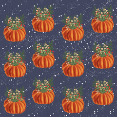 seamless pattern with pumpkins