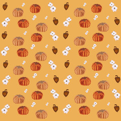 seamless pattern with monsters pumpkins