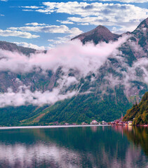 Alpbach lake in the austrian alps