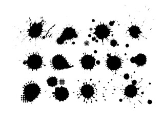 Set of abstract stains, blots, splashes and smudges. Vector graphics illustration