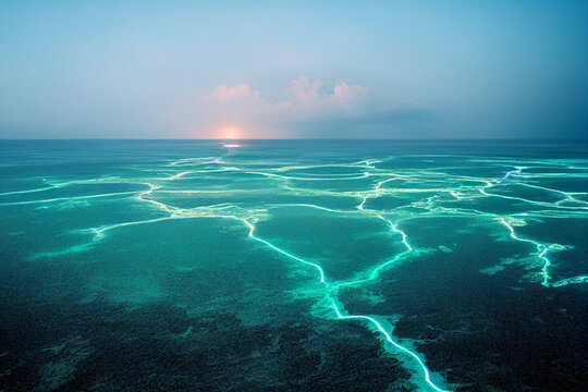 Bioluminescence. Bio Luminescent Ocean. Bioluminescent Plankton In The Sea