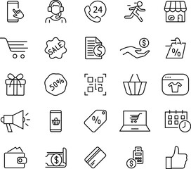 Collection of sale, discount icons. Simple black symbols. Vector illustration. EPS 10