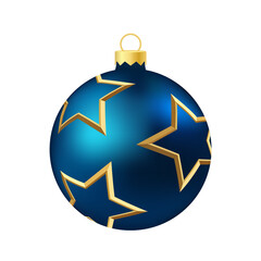 Dark blue Christmas tree toy or ball Volumetric and realistic color illustration