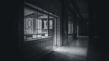 An old railroad station counter