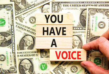 You have a voice symbol. Concept words You have a voice on wooden blocks. Beautiful background from...