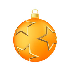 Obraz premium Orange Christmas tree toy or ball Volumetric and realistic color illustration
