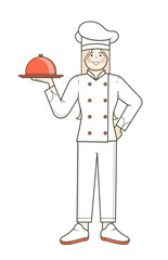 woman chef with tray