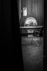 Disco ball in an abandoned office