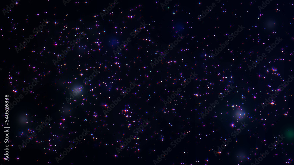 Poster a starfield background of bright galaxy stars and particles in a seamless loop. particle in the oute