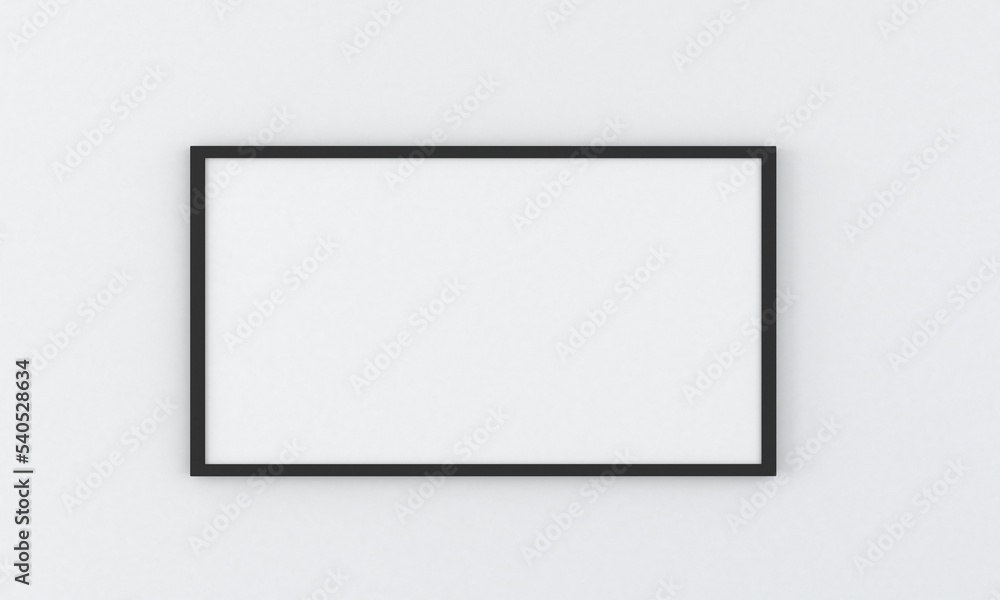 Poster 3d rendering of a mockup frame on a white wall