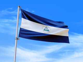 Nicaragua flag waving in the wind