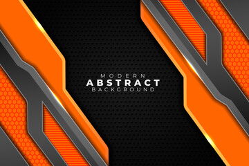modern 3d futuristic background with grey metallic  and yellow colors  combination with orange  hexagon pattern vector based