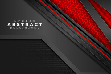 modern abstract background with grey metallic  and red colors combination with hexagon pattern vector based