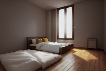 Fototapeta na wymiar Ethnic bedroom interior, 3d render
