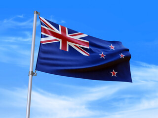 New Zealand flag waving in the wind