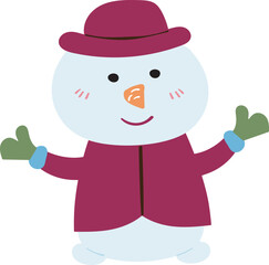 Christmas Greeting Snowman in cartoon style