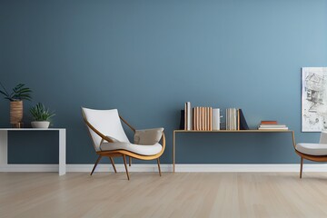 Interior with arcs, dresser, lounge chair and decor. 3d render illustration mockup.