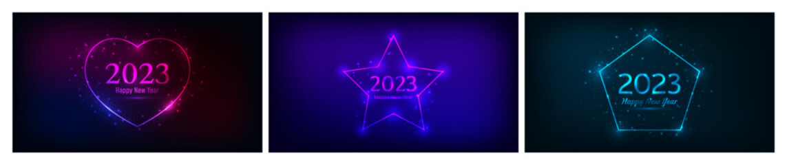 2023 Happy New Year neon background