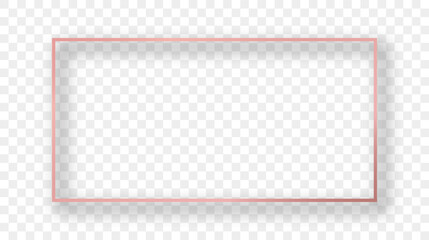 Rose gold glowing rectangular shape frame with shadow