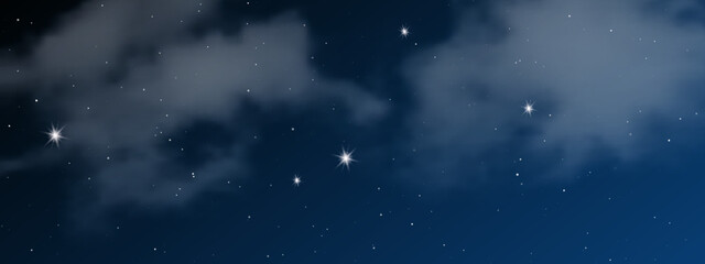 Fototapeta premium Night sky with clouds and many stars