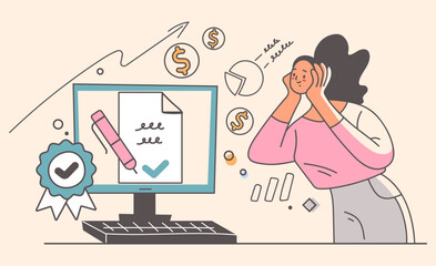 Business people office workers team employee abstract concept. Corporate company success achievement vector graphic design illustration