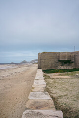 Channel Islands Military Museum Bunker in Jersey Island UK on cloudy dau