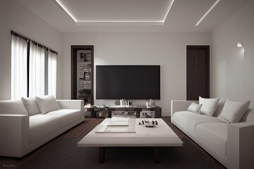 Obraz na płótnie Canvas 3D rendering of living room. Place for your concept.