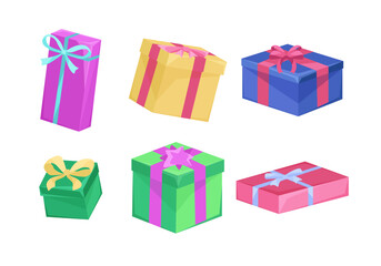 Set of colored gift boxes
