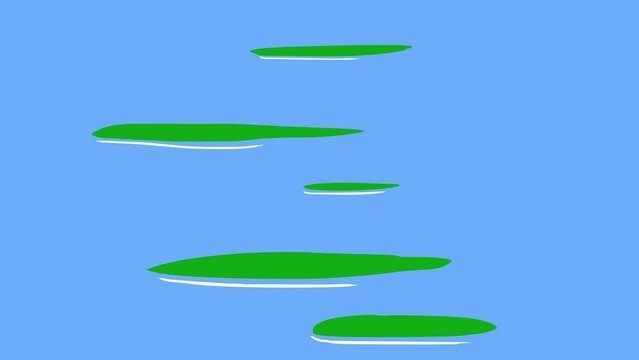 Cartoon blue splash transitions on a green screen. Cartoon blue liquid animation transitions with key color. Key color background, chroma key, 4K video.
