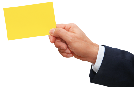 Gesture series: hand holding yellow card.