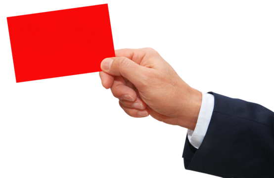 Gesture series: hand holding red card.