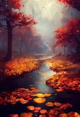 The autumn forest. Fantasy scenery