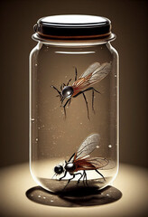 Illustration of a bug trapped in a jar