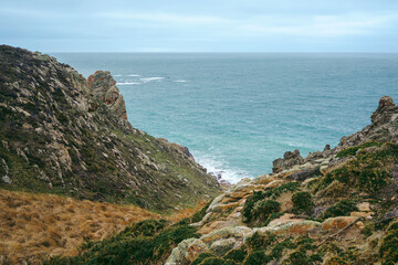 Beautiful nature views of coastal cliffs and beaches on Jersey Island