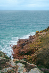 Beautiful nature views of coastal cliffs and beaches on Jersey Island