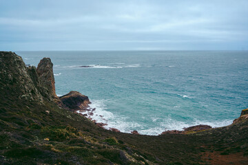 Beautiful nature views of coastal cliffs and beaches on Jersey Island