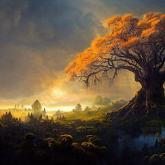 fantasy tree in a dream landscape