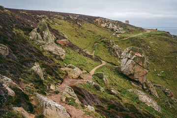Beautiful nature views of coastal cliffs and beaches on Jersey Island