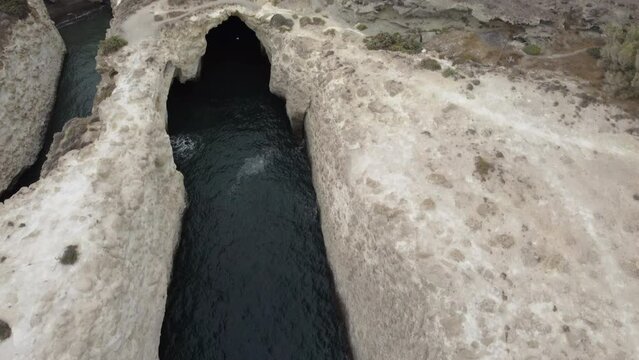 Paralia Papafragas Beach Coastline in Milos, Cyclades Island Aegean Sea, Greece