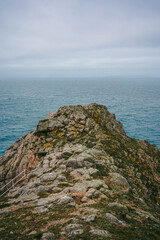 Beautiful trail seaside views in Jersey Island (Channel islands) on cold cloudy day