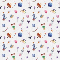 seamless pattern with kids and balloons