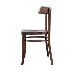A real wooden Viennese chair on a light pine field against a isolated white transparent background...