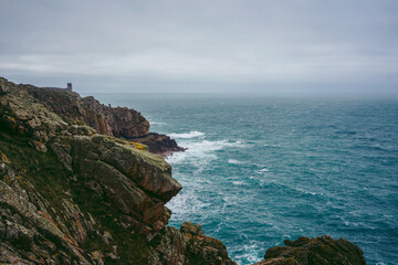 Beautiful nature views of coastal cliffs and beaches on Jersey Island