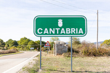 Cantabria autonomous community entry sign in northern Spain