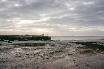 Beautiful beaches of Jersey Island (Channel Isnads, UK) on cluody cold day