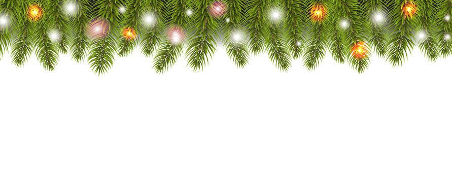 Christmas Fir Tree Border With White Background