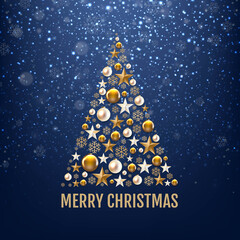 Christmas Fir Tree With Balls And Stars