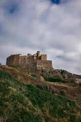 Fototapeta premium Beautiful view of Mont Orgueil Castle on the cliff